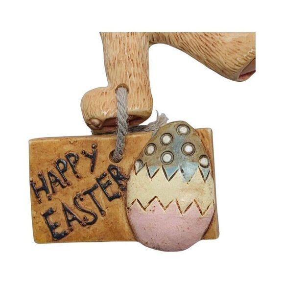 VTG Easter Bunny Brooch And Earrings set 3.5" Hand Painted Easter Egg Whimsical - Picture 14 of 16